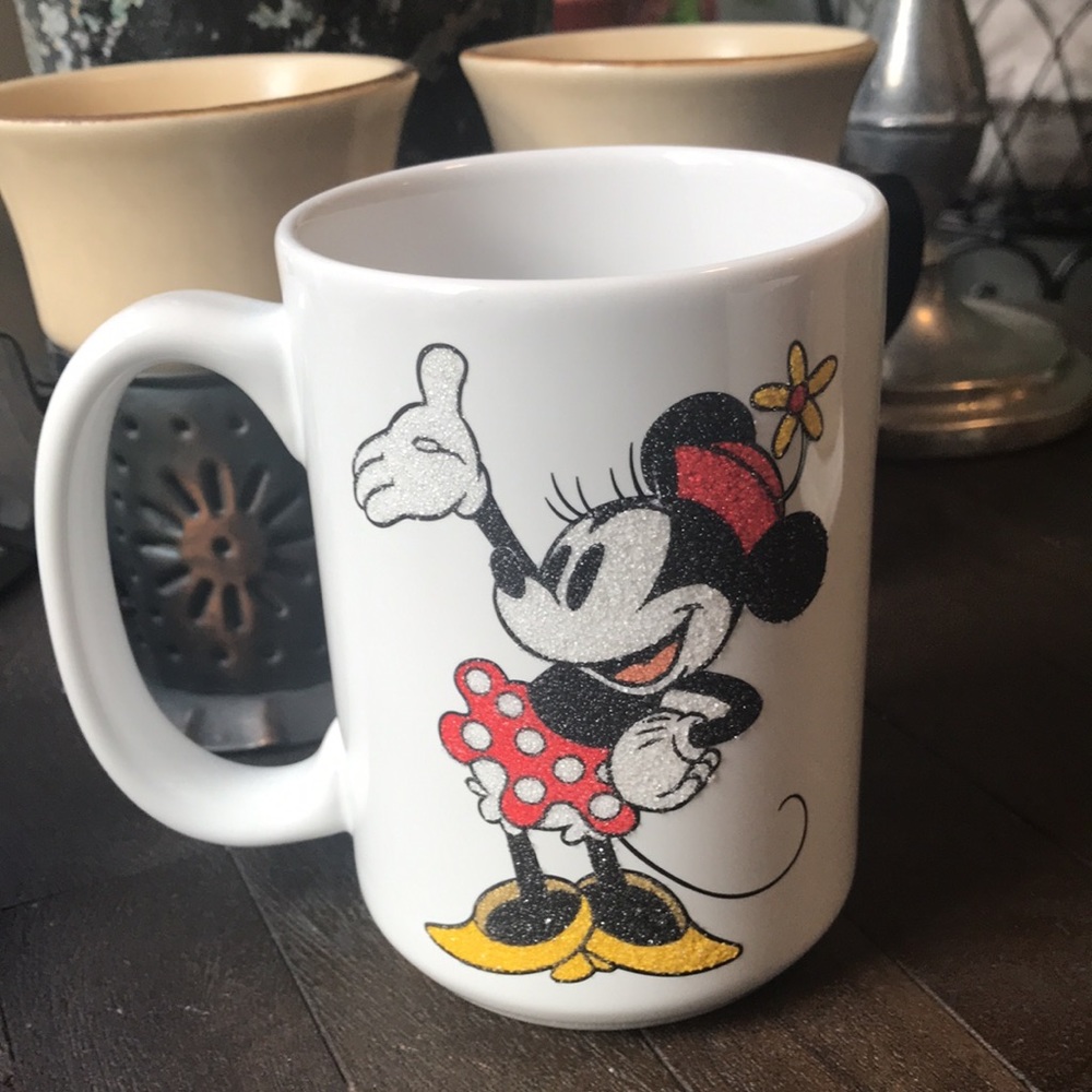 RARE Vintage Disney Glitter Minnie Mouse Mug